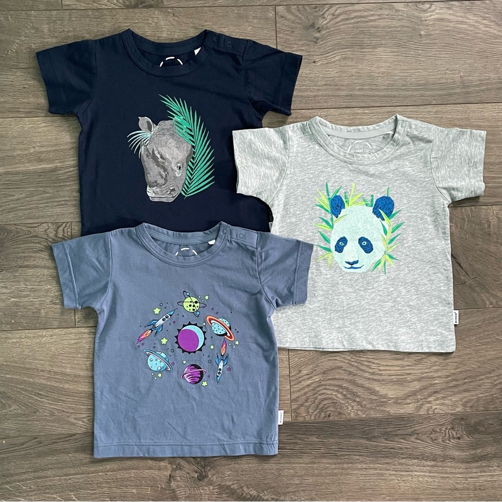 Bonds Australia Panda Rhino & Space Infant Crew Tee Shirts